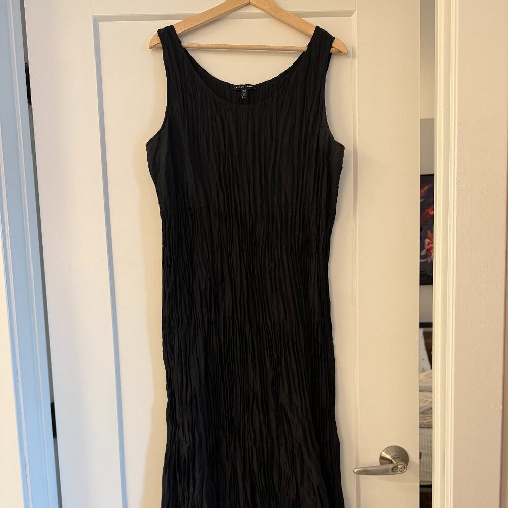Black Eileen Fisher Crinkle Dress